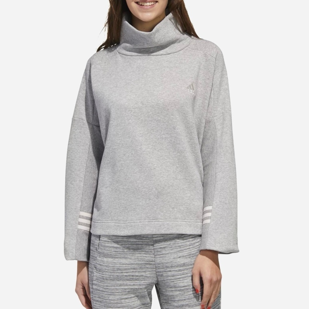 Adidas Essentials Sweatshirt Comfort Funnel Neck Women’s Size S Grey Athlesuire